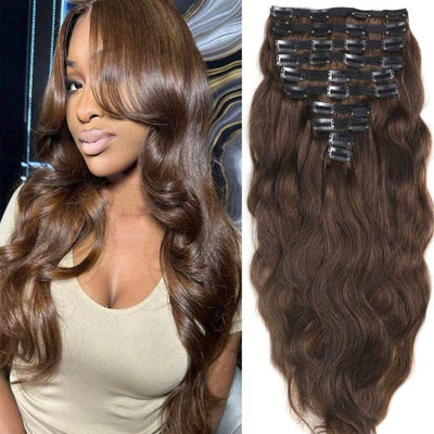 8pcs Brown Natural Wave Hair Extensions